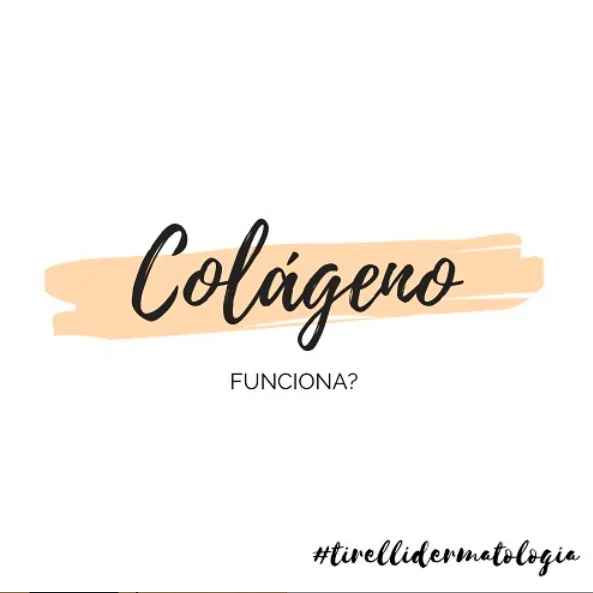 Arte de divulgação branca com a palavra Colágeno em manuscrito e a pergunta "funciona?"